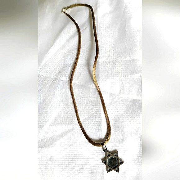 NEW .925 Sterling Silver Star of David Pendant Jewelry! Oxidized. Satin 16" Neck - Picture 6 of 6
